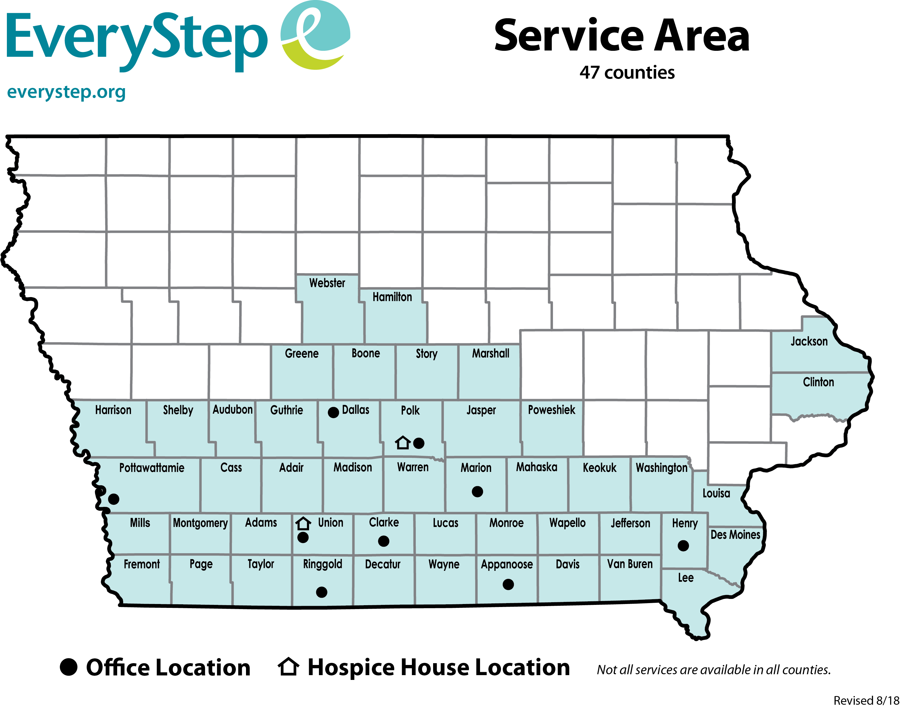 EveryStep Service Area Map